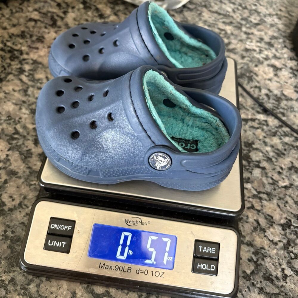 Crocs Lined Clogs Slip On Shoes Toddler Kids 6 C 7 Blue - Picture 10 of 10